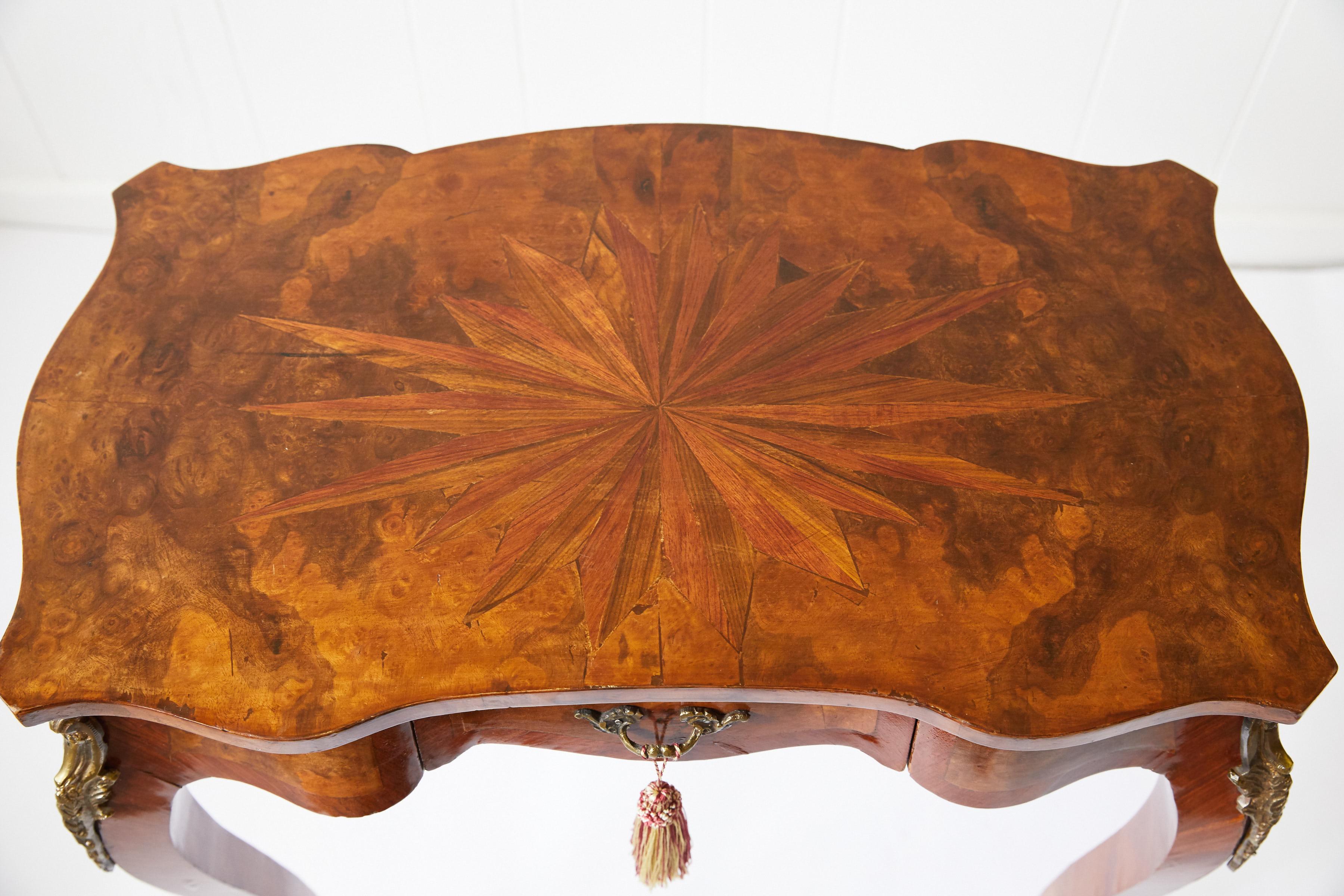 Italian Side Table with Star Marquetry Top 3