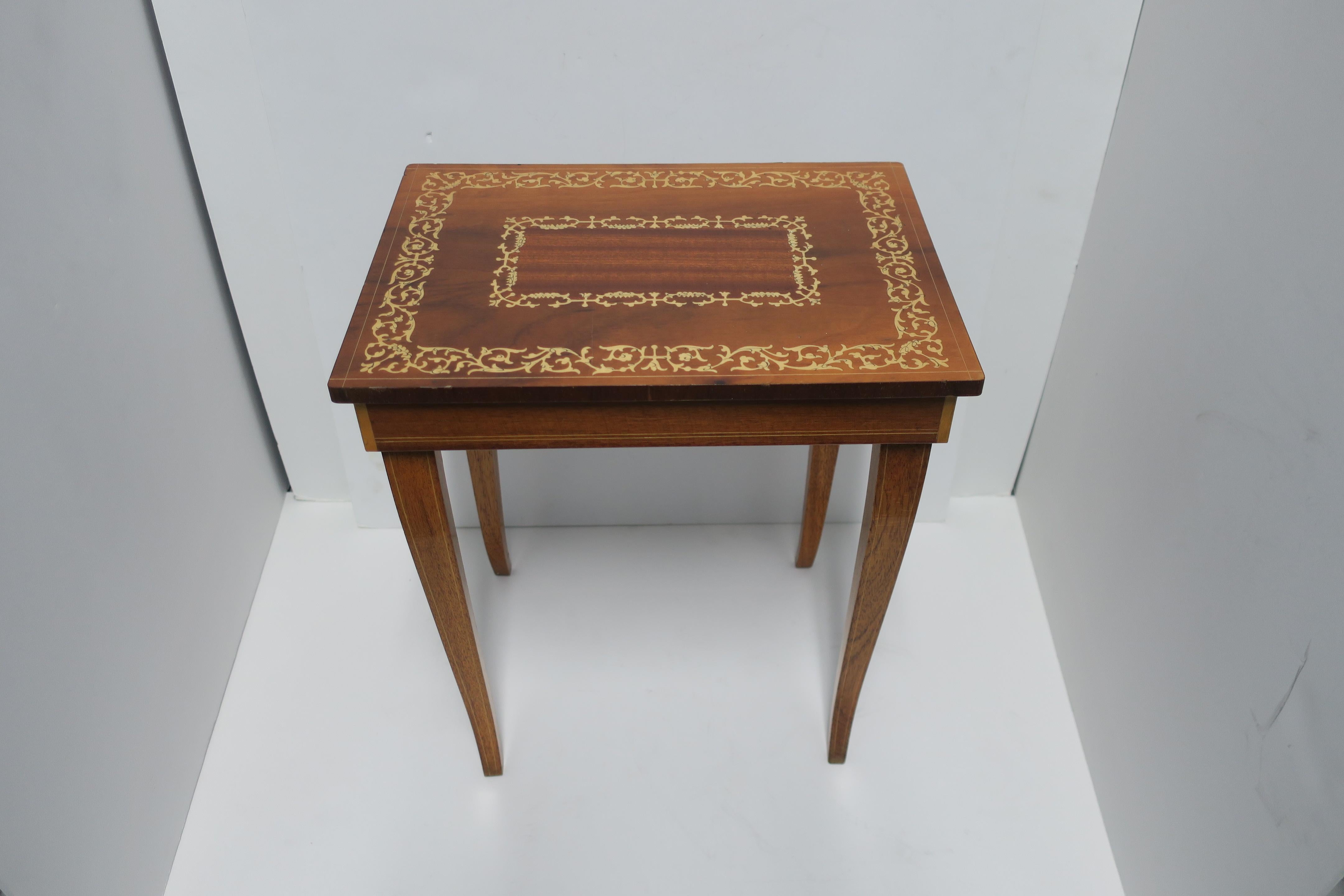 Varnished Italian Side or End Table with Storage and Music Box in the Rococo Style