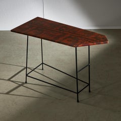 Italian Side Table with Unique Leather Top, 1970s