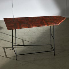 Italian Side Table with Unique Leather Top, 1970s