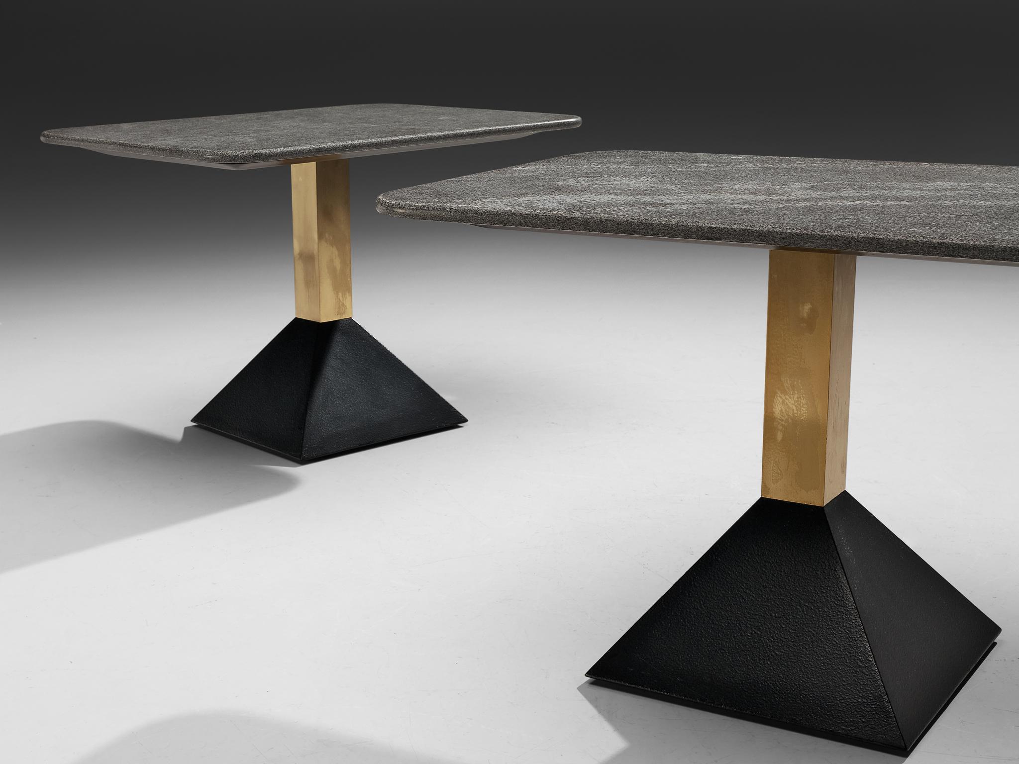 Italian Side Tables in Metal and Rectangular Granite Tops 2