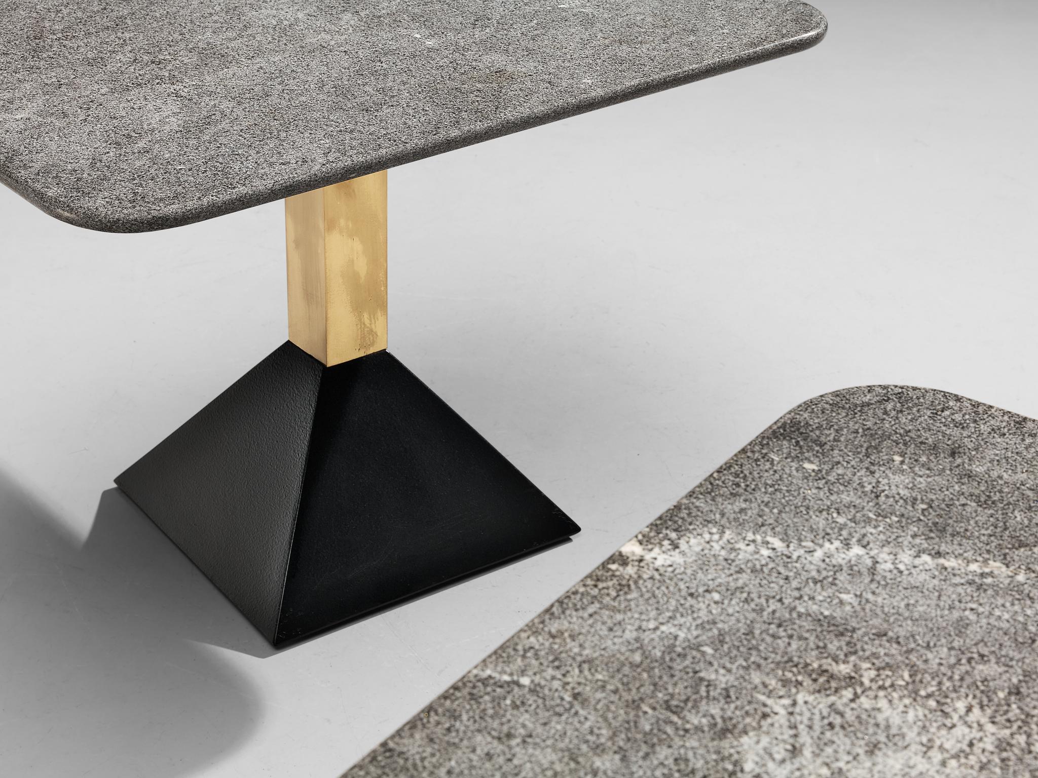 Italian Side Tables in Metal and Rectangular Granite Tops 4