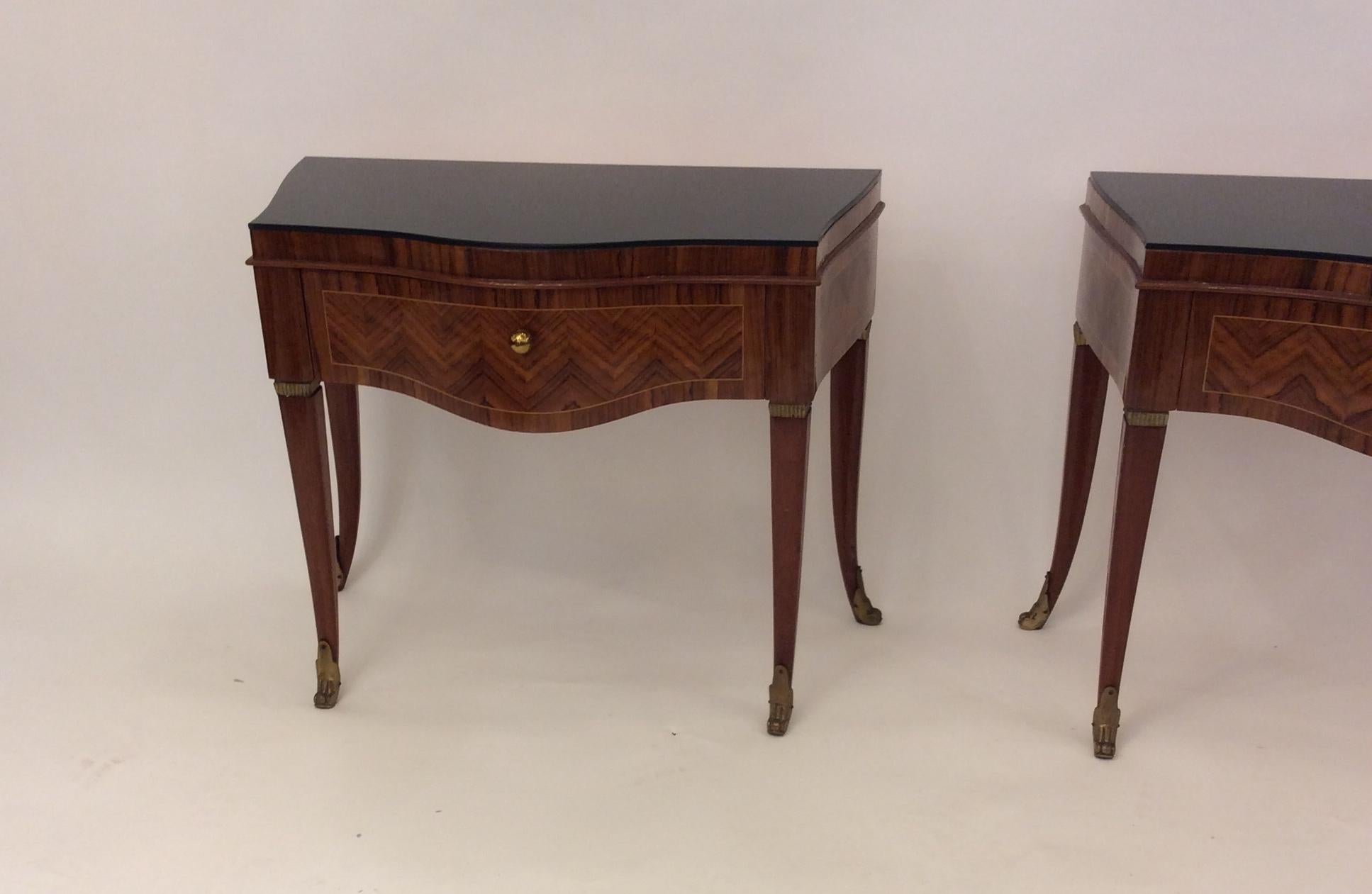 Marquetry Italian Side Tables/Nightstands, 1940s