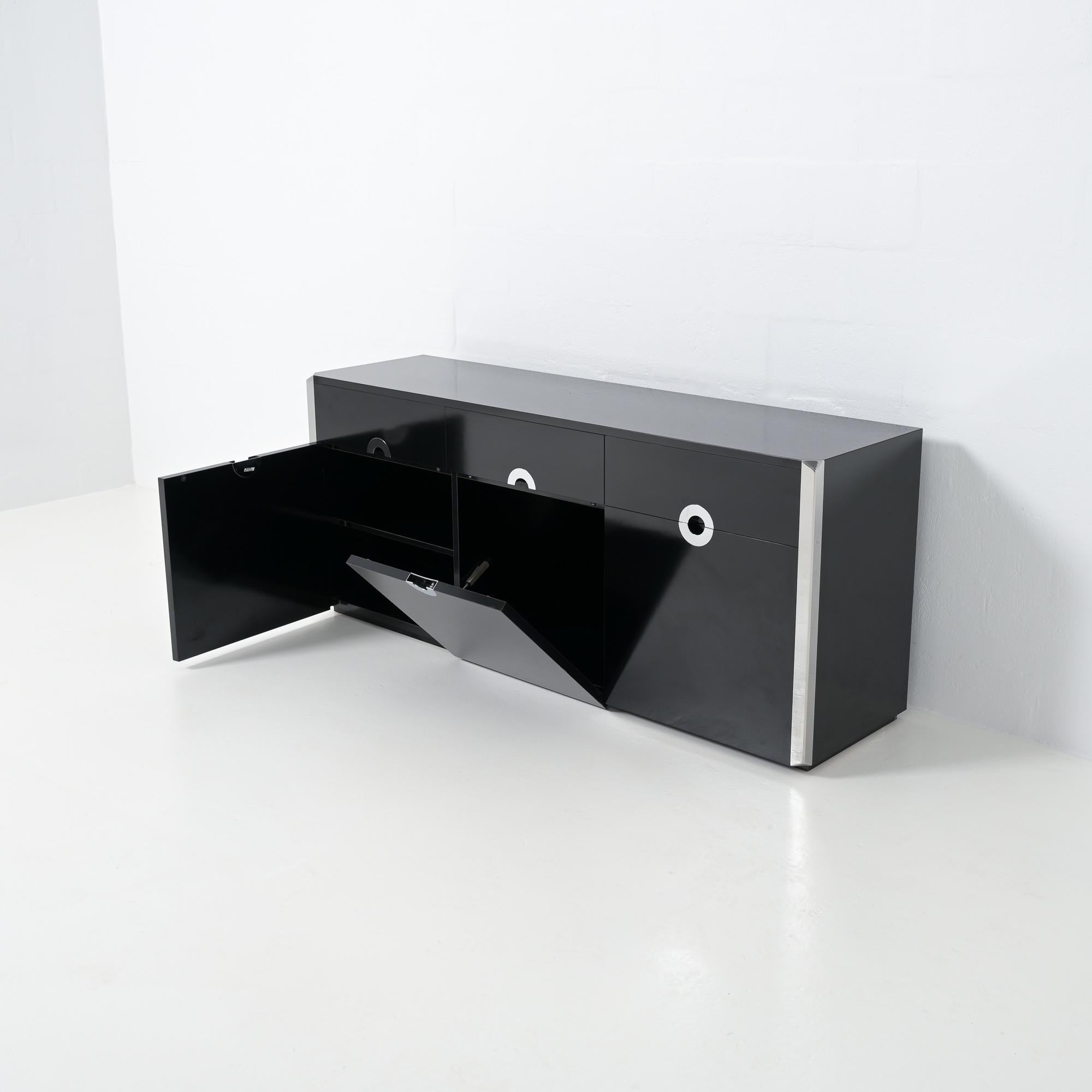 Steel Italian Sideboard Alveo by Willy Rizzo for Mario Sabot For Sale