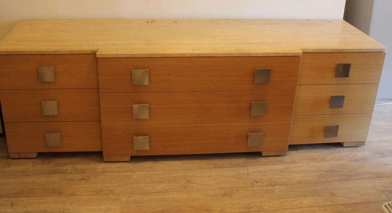 Marquetry Italian sideboard, ash, design, 1980 For Sale