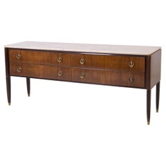 Italian Sideboard Attr. Paolo Buffa in Marble, Brass and Wood, 1950s