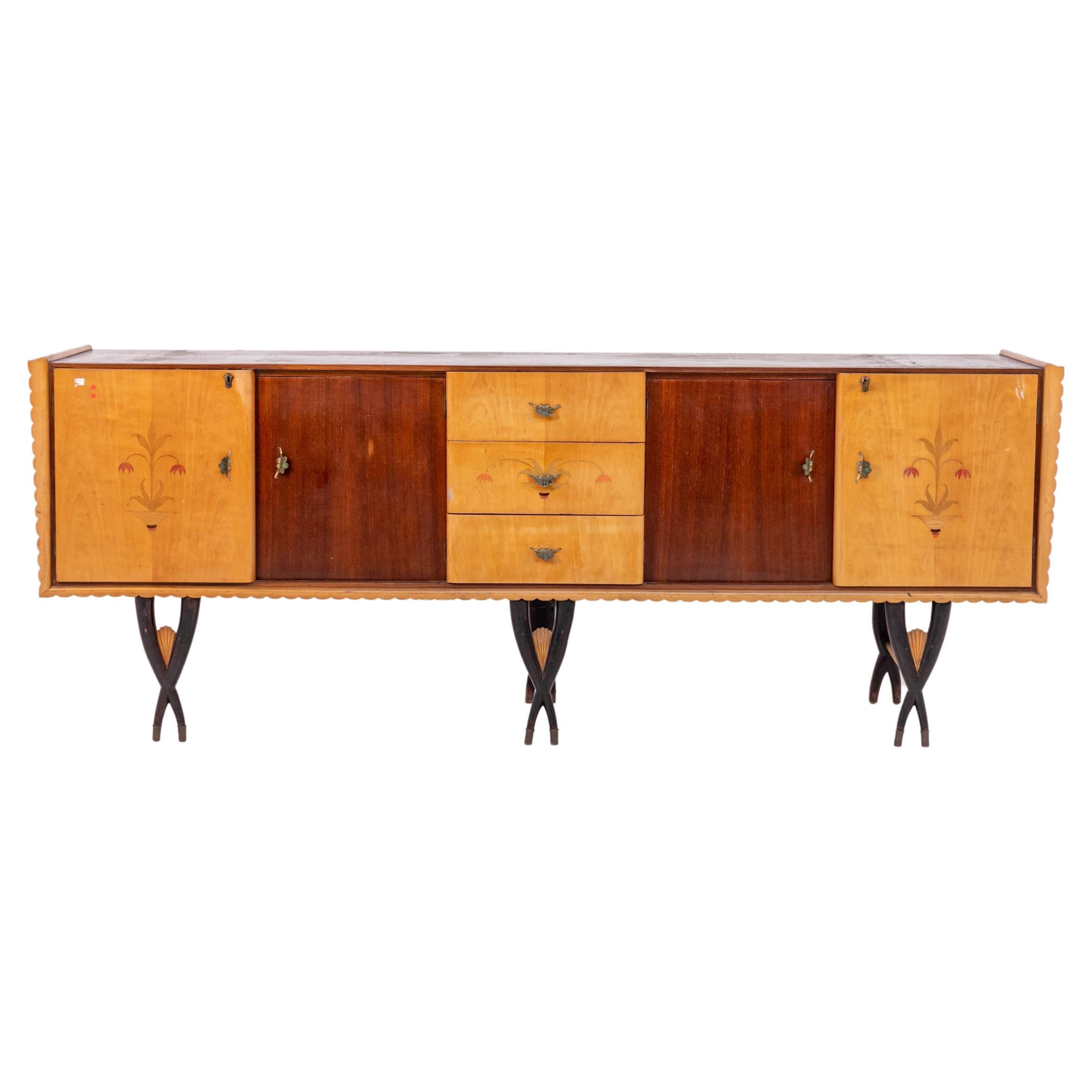 Italian Sideboard Attr. to Paolo Buffa in wood and brass