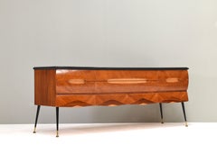 Italian Sideboard attributed to Vittorio Dassi in Walnut, Glass and Brass, 1950s