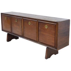 Italian Sideboard by Paolo Buffa in Walnut and Brass, 1950s