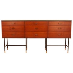 Italian Sideboard, Chest of Drawers, Wood and Top Glass, from 1960s