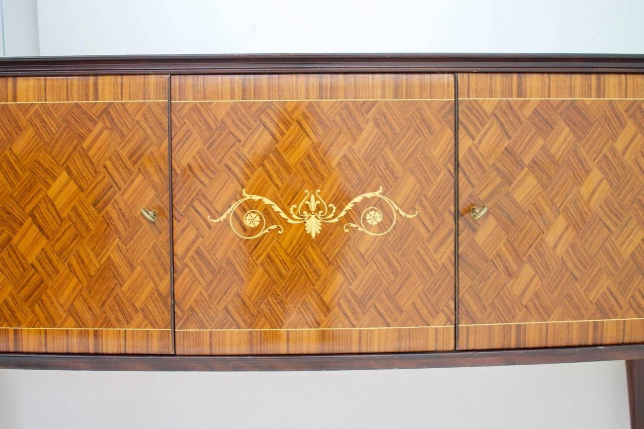 Brass Italian Sideboard Credenza with Mirror, 1959