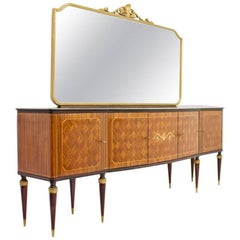 Italian Sideboard Credenza with Mirror, 1959