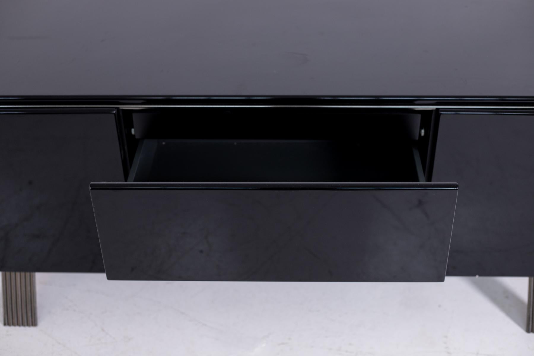 Italian Sideboard in Black Lacquered Wood and Steel, 1970s 5