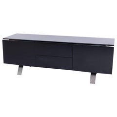 Italian Sideboard in Black Lacquered Wood and Steel, 1970s