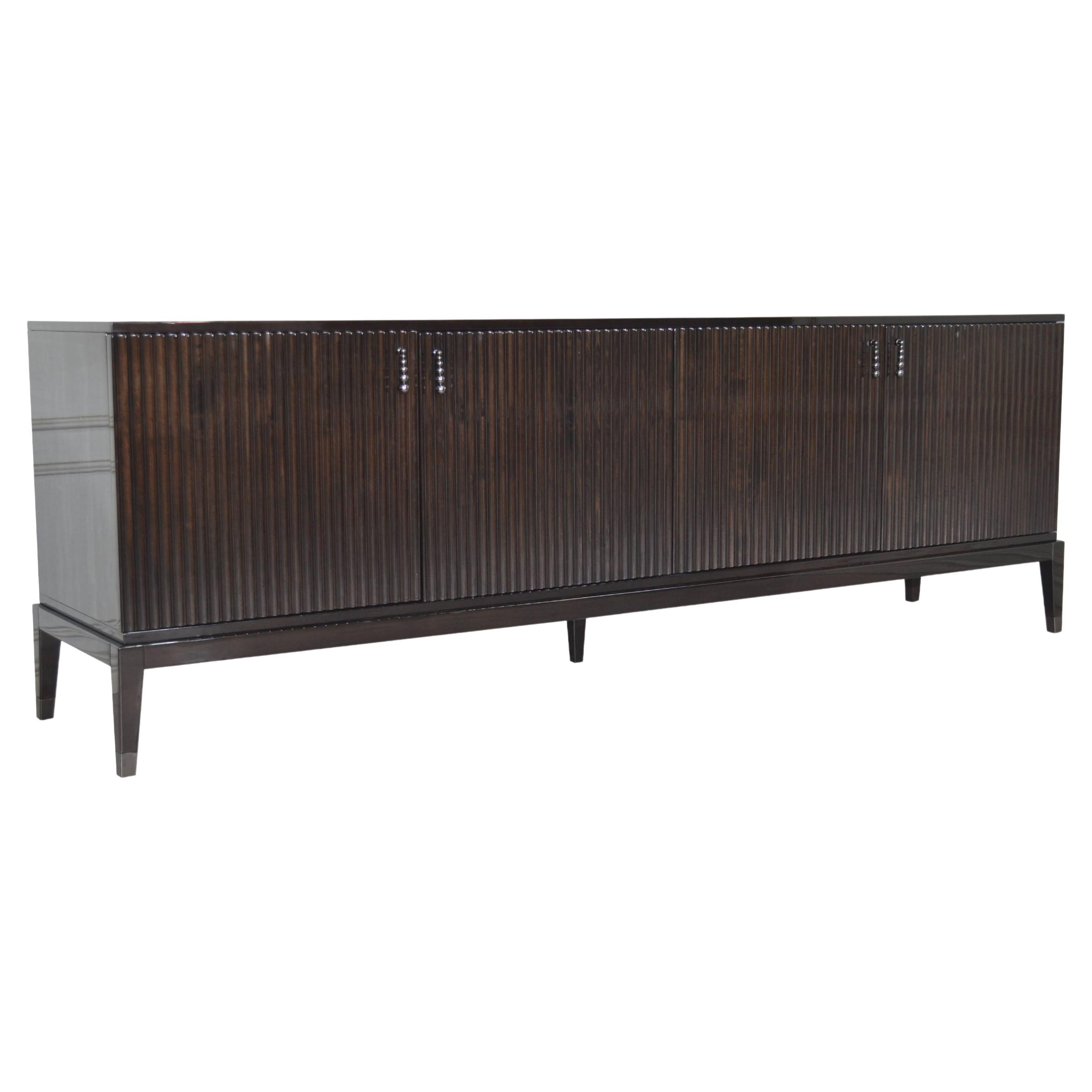 Italian Sideboard in Ebony Brown Color with Four Doors For Sale