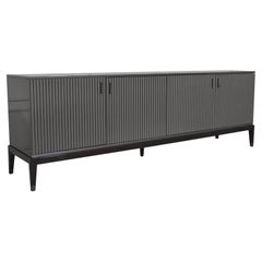 Italian Sideboard in Glossy Gray Lacquered with Four Doors