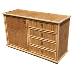 Italian sideboard in hand-woven rattan and bamboo by Dal Vera, 1970s
