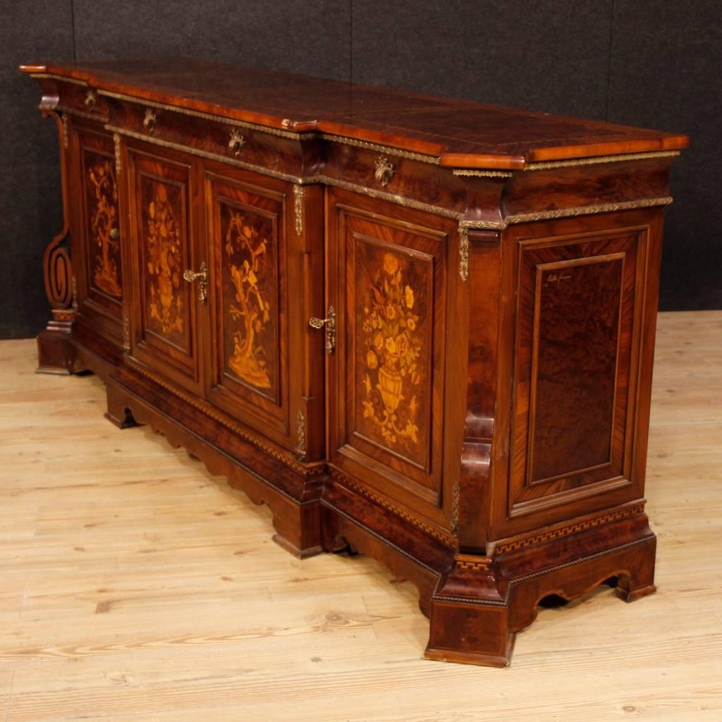 Italian Sideboard in Inlaid Wood with Four Doors from 20th Century 2