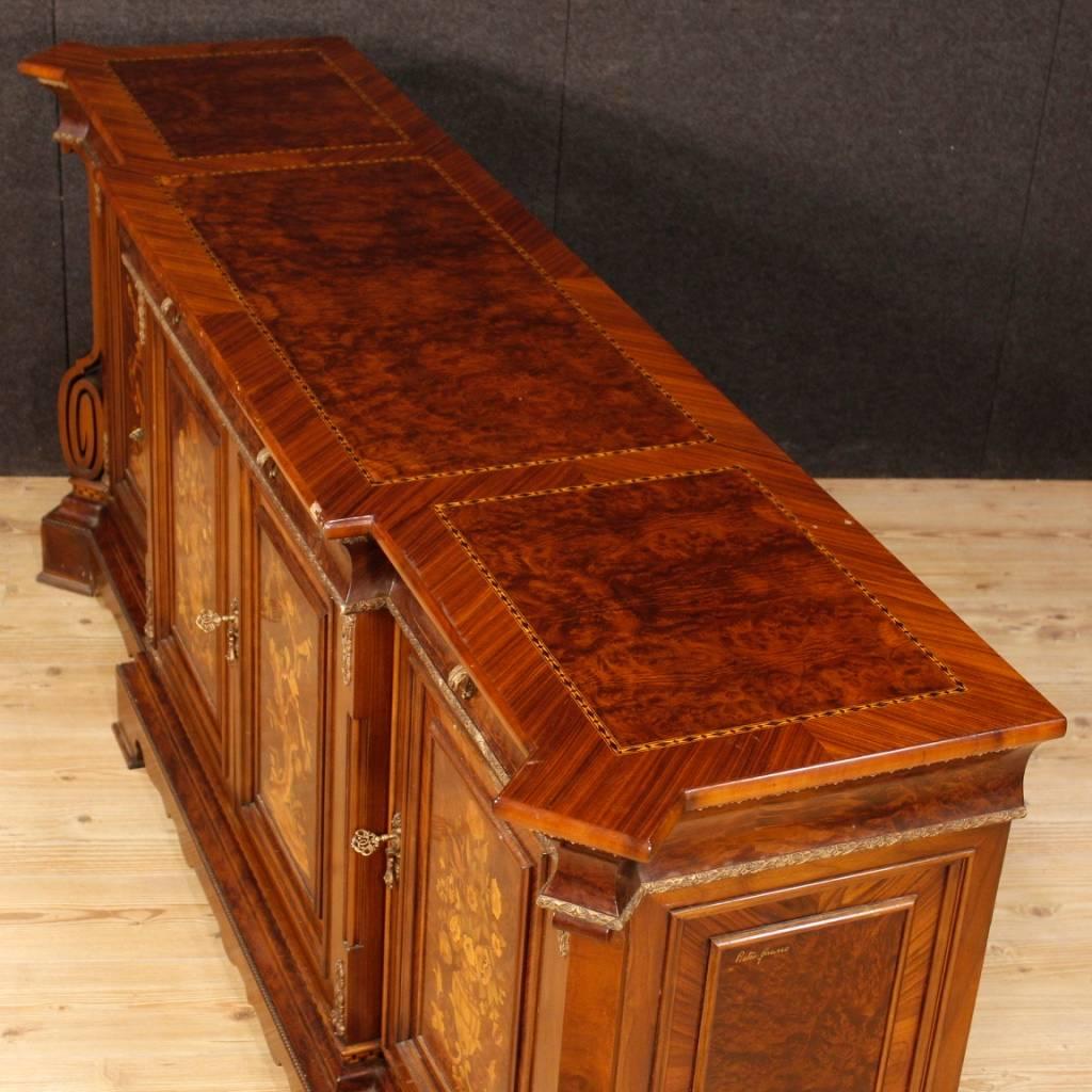 Italian Sideboard in Inlaid Wood with Four Doors from 20th Century 4