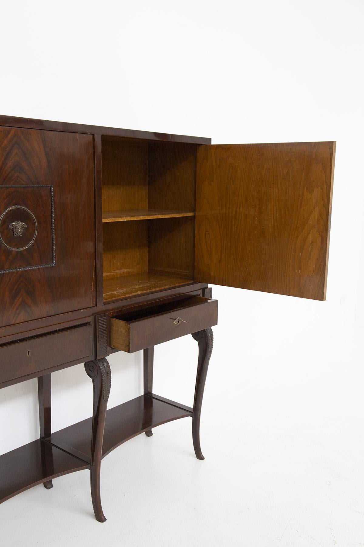 Italian Sideboard in Neoclassical Style in Mahogany Att. to Gianni Versace In Good Condition For Sale In Milano, IT