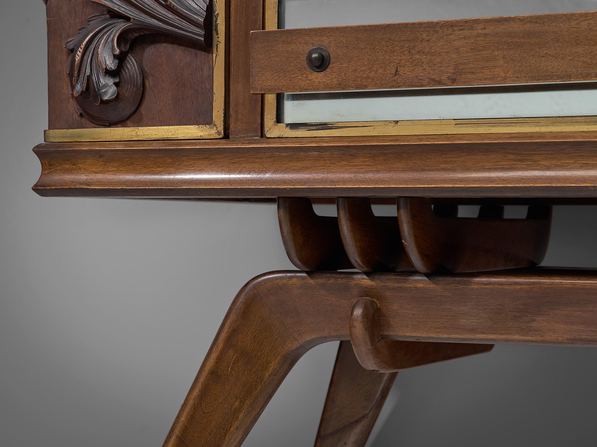 Italian Sideboard in Oak with Brass and Marble 1