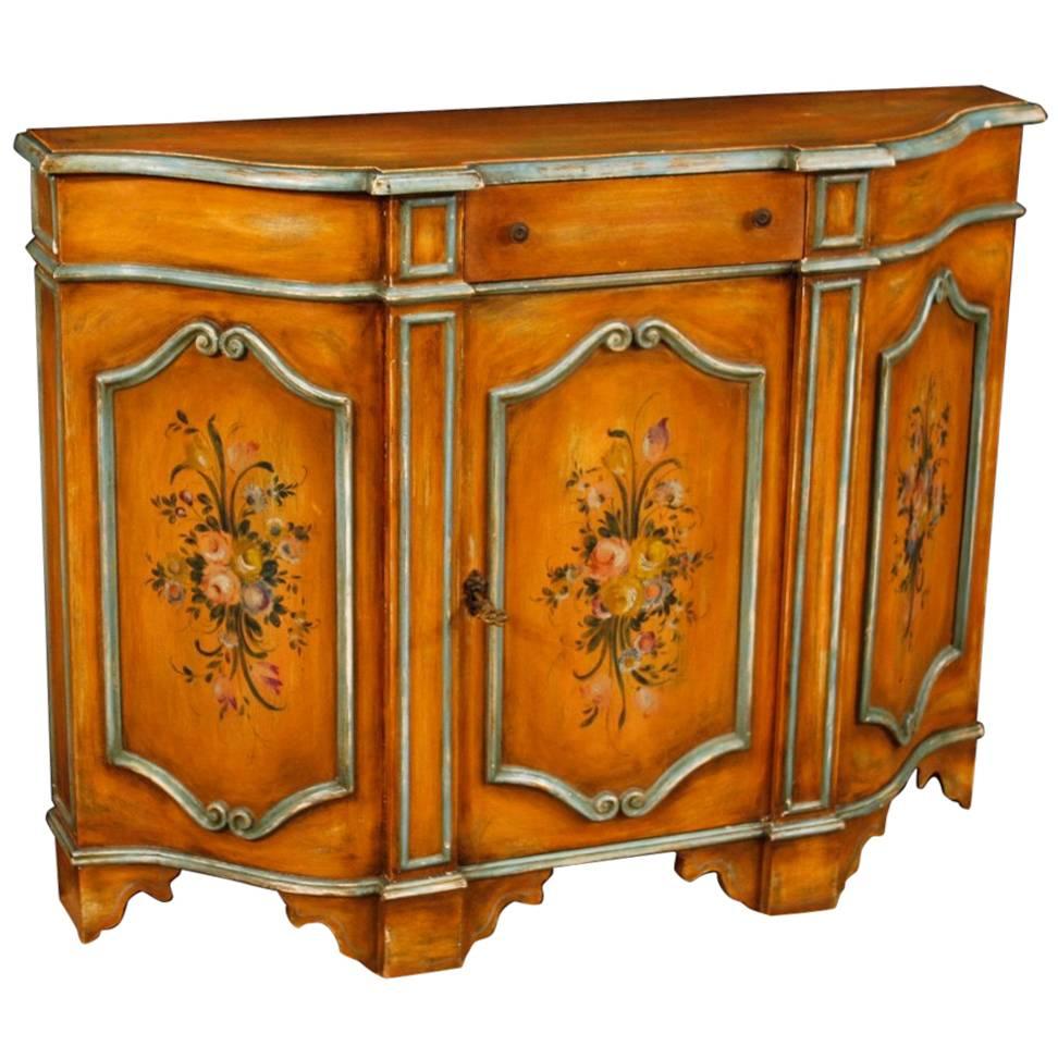 Italian Sideboard in Painted Wood with Floral Decorations from 20th Century