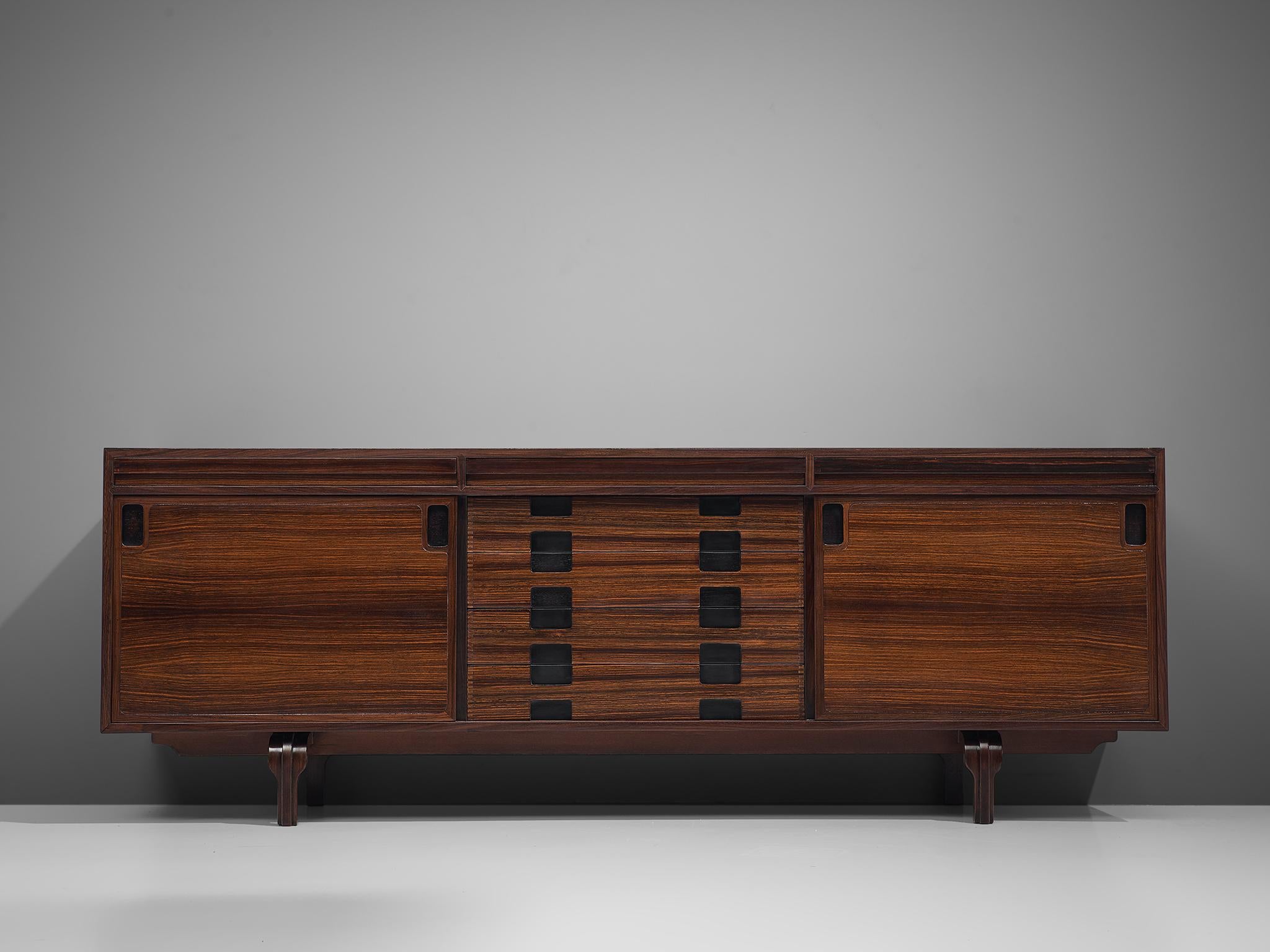 Italian Sideboard in Rosewood by Luigi Massoni In Good Condition In Waalwijk, NL