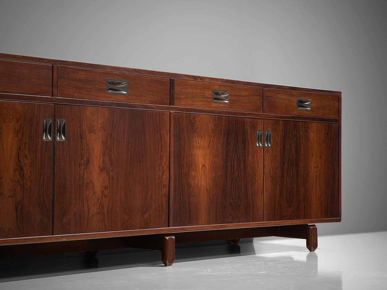 Italian Sideboard in Rosewood with Brass Details by Stilldomus 1