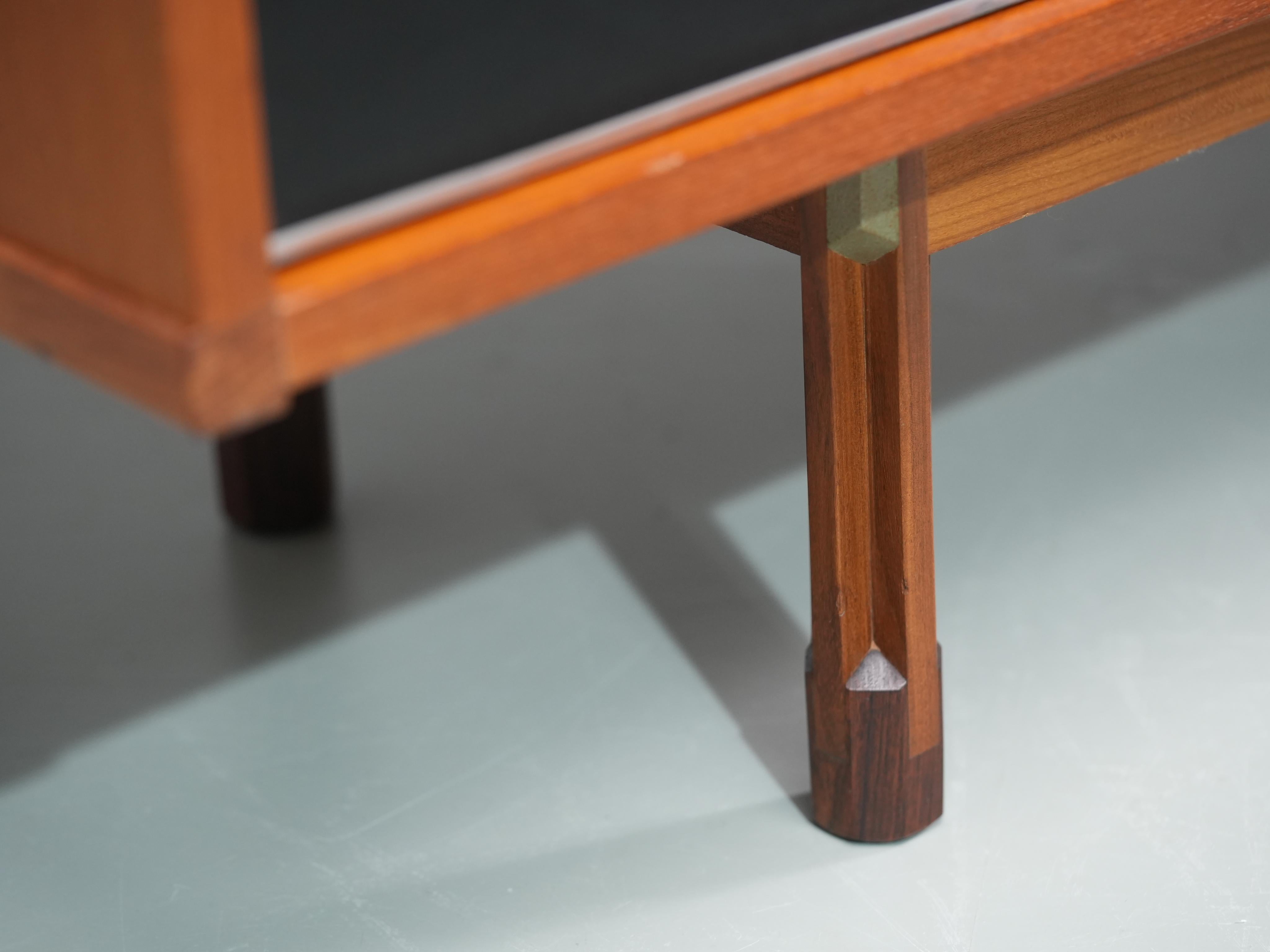 Italian Cabinet/ Secretary in Teak, Metal and Black Laminate, 1960's. For Sale 6