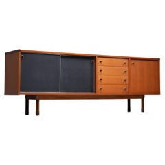 Italian Sideboard in Teak, Metal and Black Laminate, 1960's