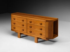 Italian Sideboard in Walnut with Open Side Compartments