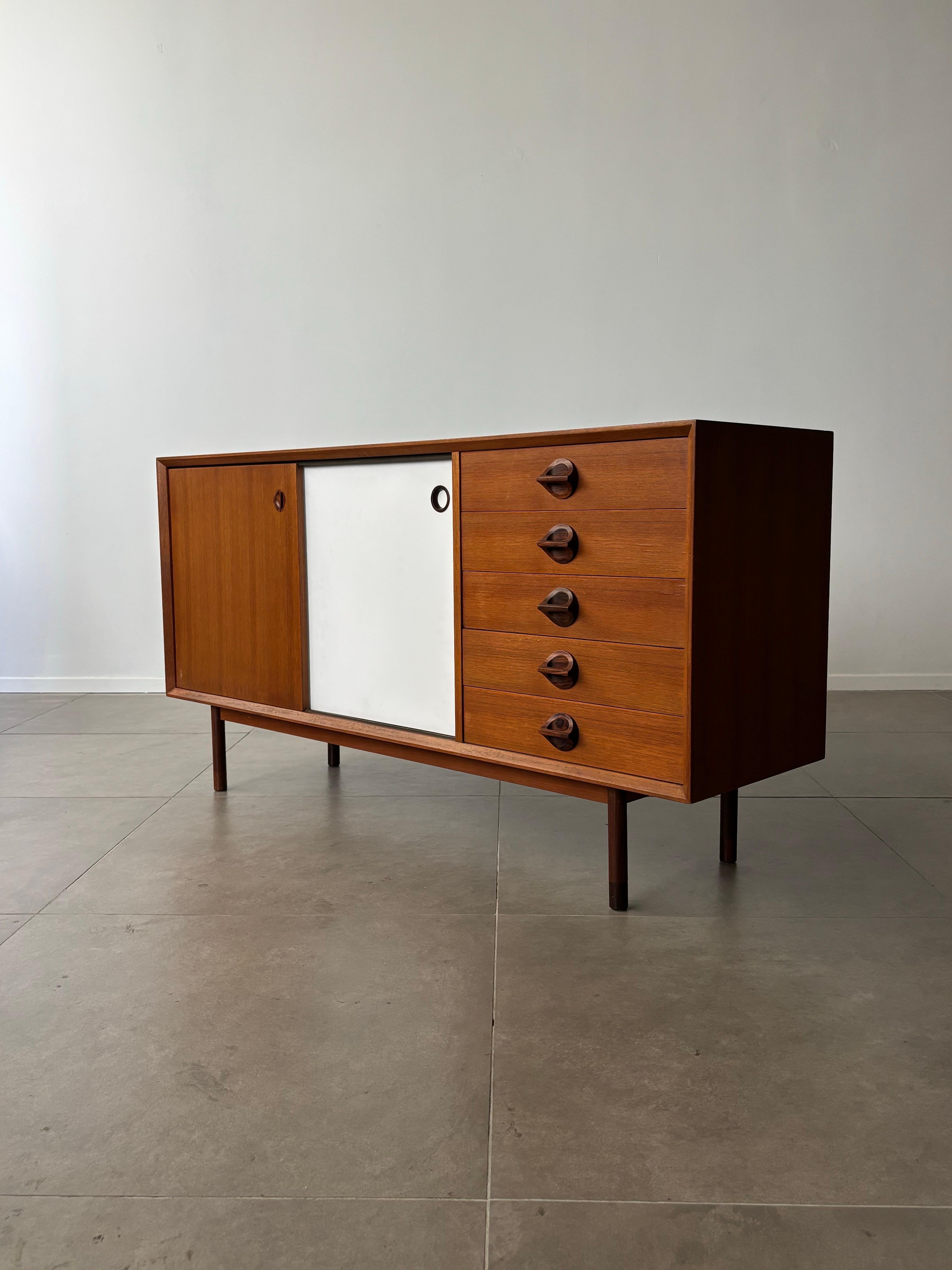 Teak Italian sideboard “Monika” by George Coslin for Faram, designed in the 1960s For Sale