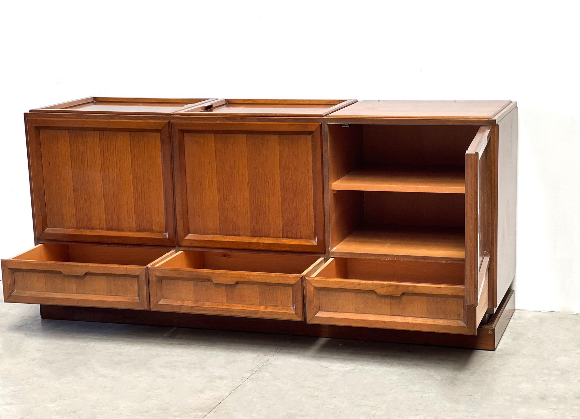 Wood Italian sideboard or bar cabinet, 1960s For Sale