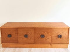 Italian Sideboard – Sculptural Wood with Bronze Handles, 1970s