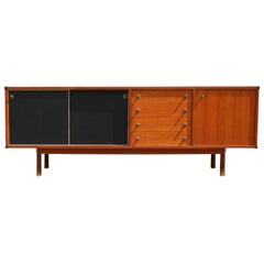 Italian Sideboard Stildomus Solid Teak Laminate Black Midcentury Design