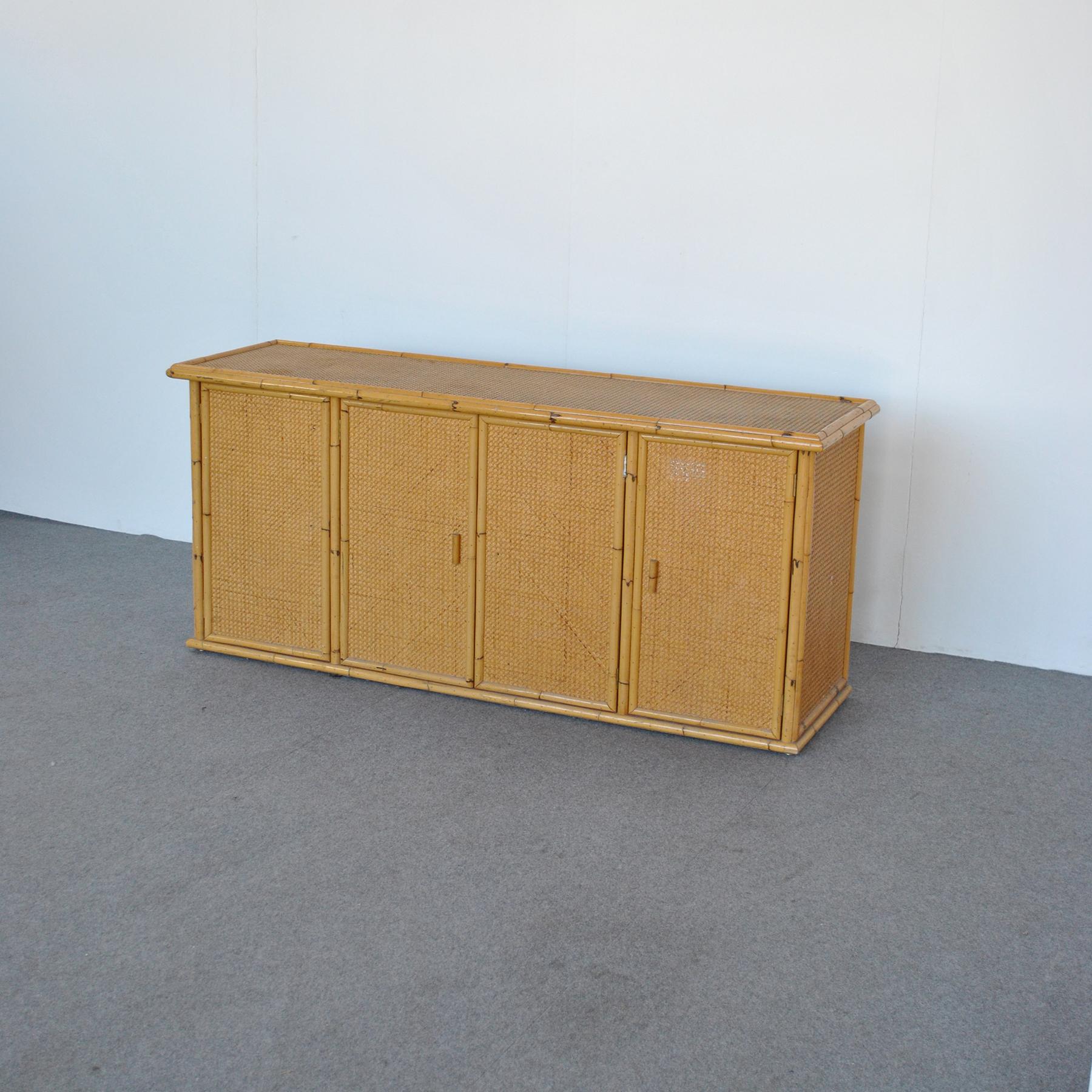 Italian Sideboard Wicker and Bamboo from 60's In Good Condition In bari, IT