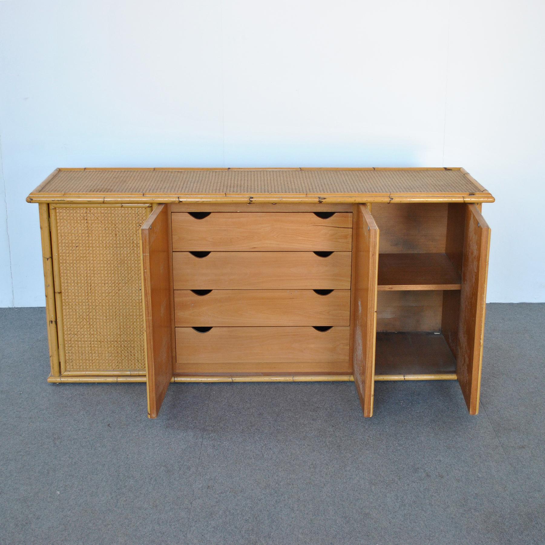 Italian Sideboard Wicker and Bamboo from 60's 2
