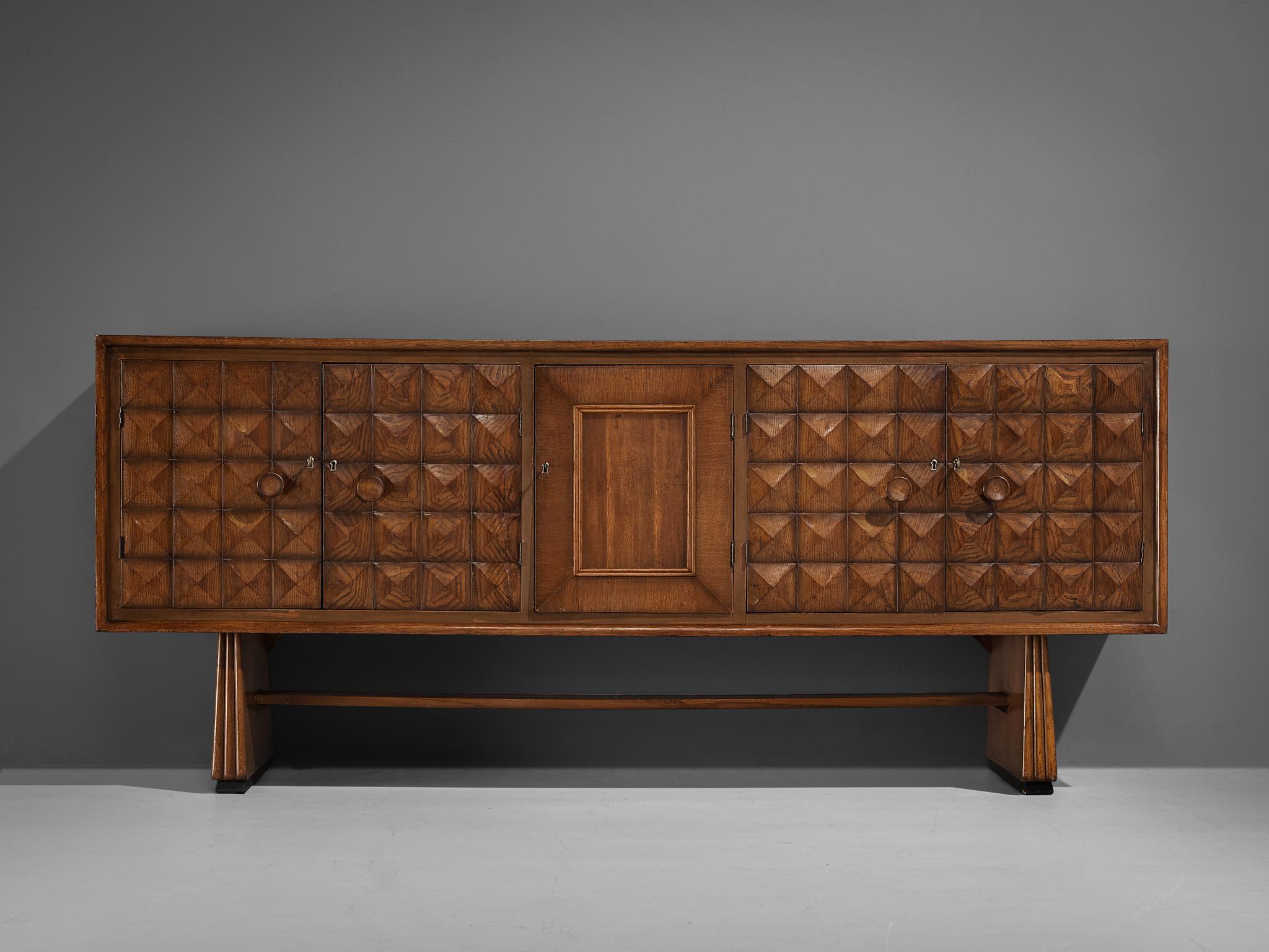 Mid-20th Century Italian Sideboard with Architectural and Decorative Elements