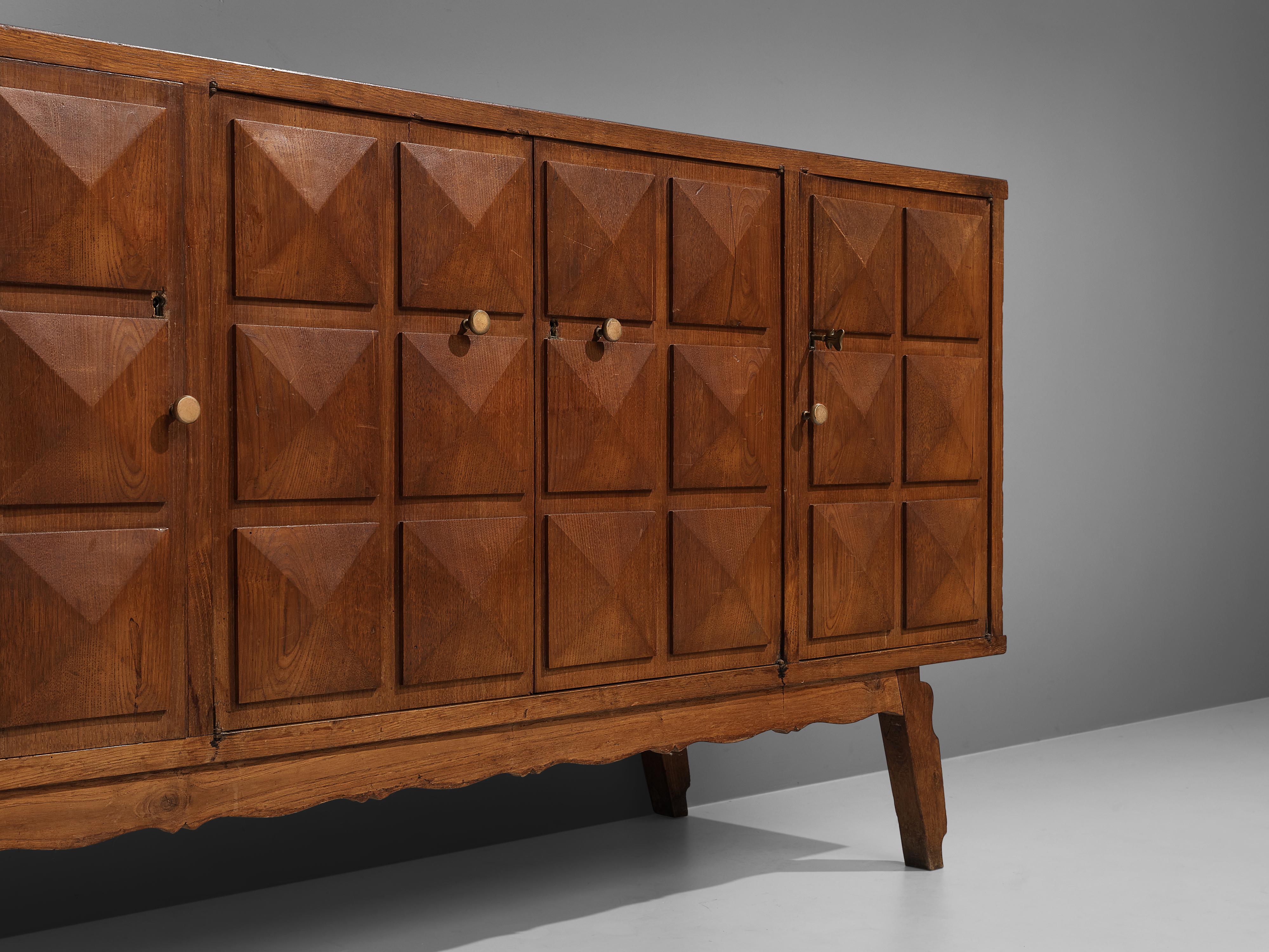 Mid-Century Modern Italian Sideboard with Graphical Doors in Stained Ash