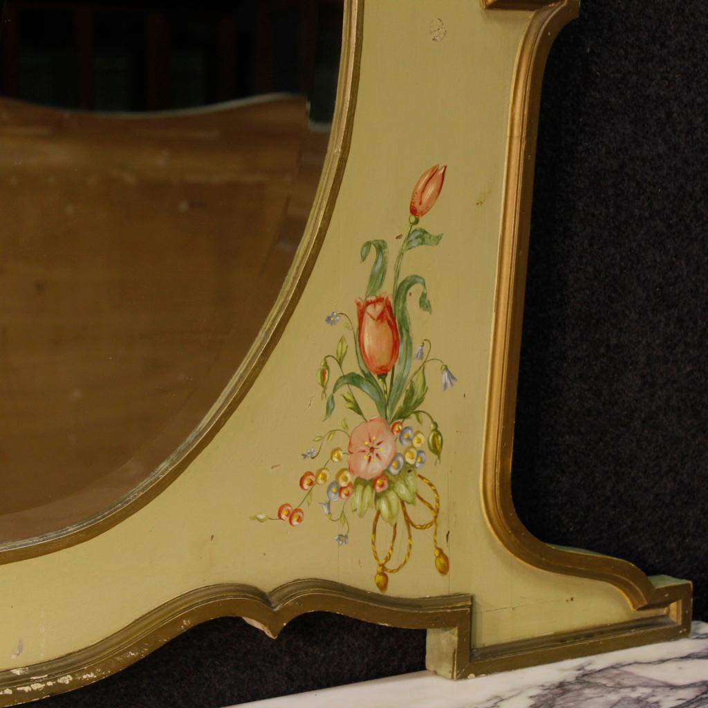 Italian Sideboard with Mirror in Painted Wood in Art Nouveau Style In Good Condition In Vicoforte, Piedmont