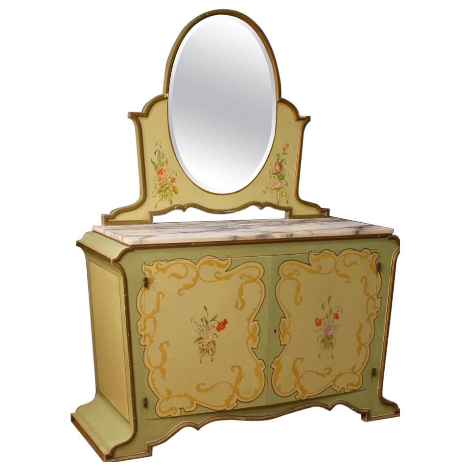 Italian Sideboard with Mirror in Painted Wood in Art Nouveau Style