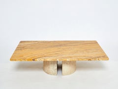 Italian Sienna Yellow Marble and Travertine Coffee Table 1970s