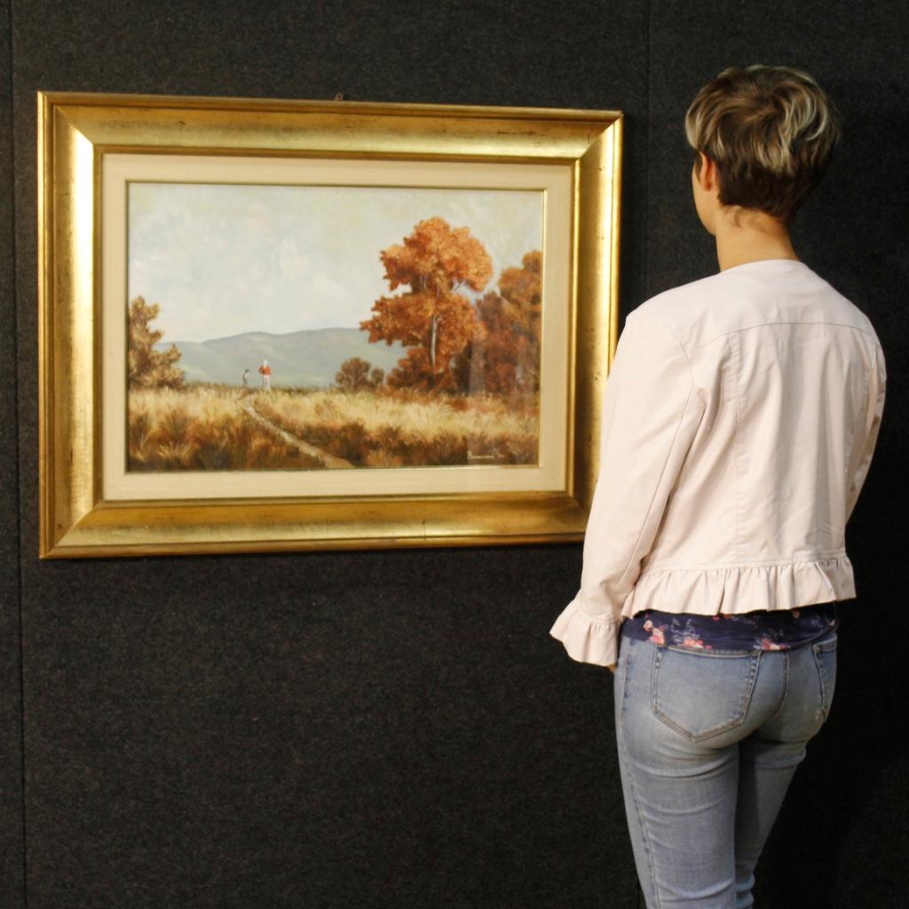 Olio su tela del XX secolo Pittura di paesaggio italiana firmata e datata, 1984 in vendita 5