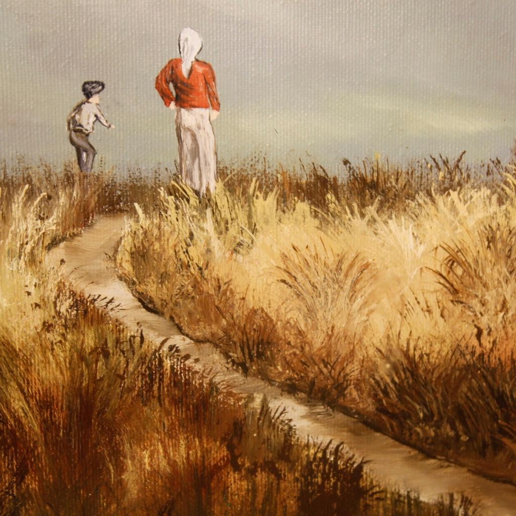 Olio su tela del XX secolo Pittura di paesaggio italiana firmata e datata, 1984 In condizioni buone in vendita a Vicoforte, Piedmont