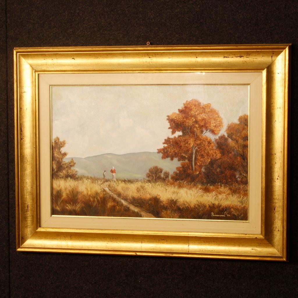 20th Century Oil on Canvas Italian Signed and Dated Landscape Painting, 1984 For Sale 3