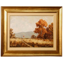 Italian Signed and Dated Landscape Painting Oil on Canvas from 20th Century