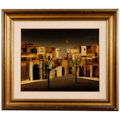 Italian Signed and Dated Painting Depicting City District from 20th Century