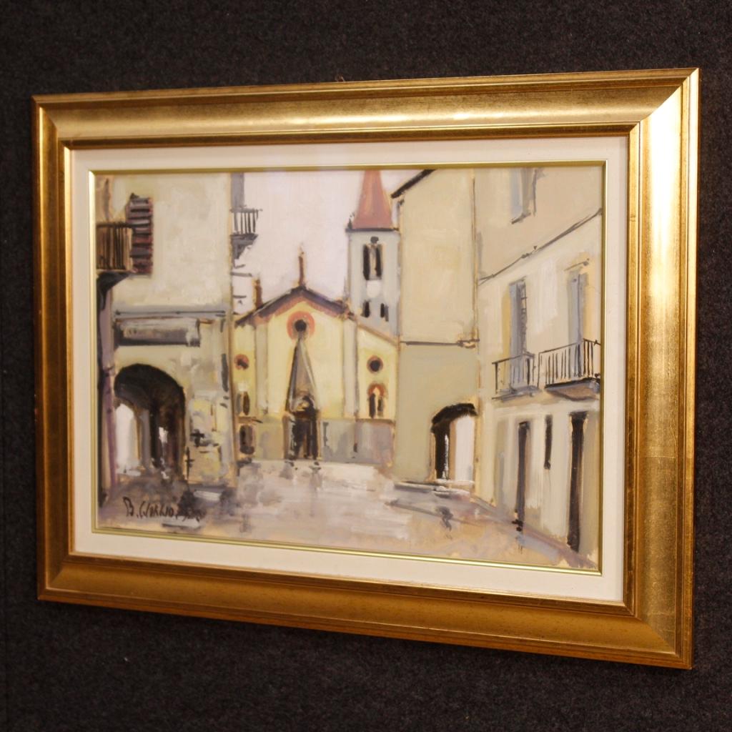 Italian Signed and Dated Painting View of the City Oil on Canvas, 20th Century 5