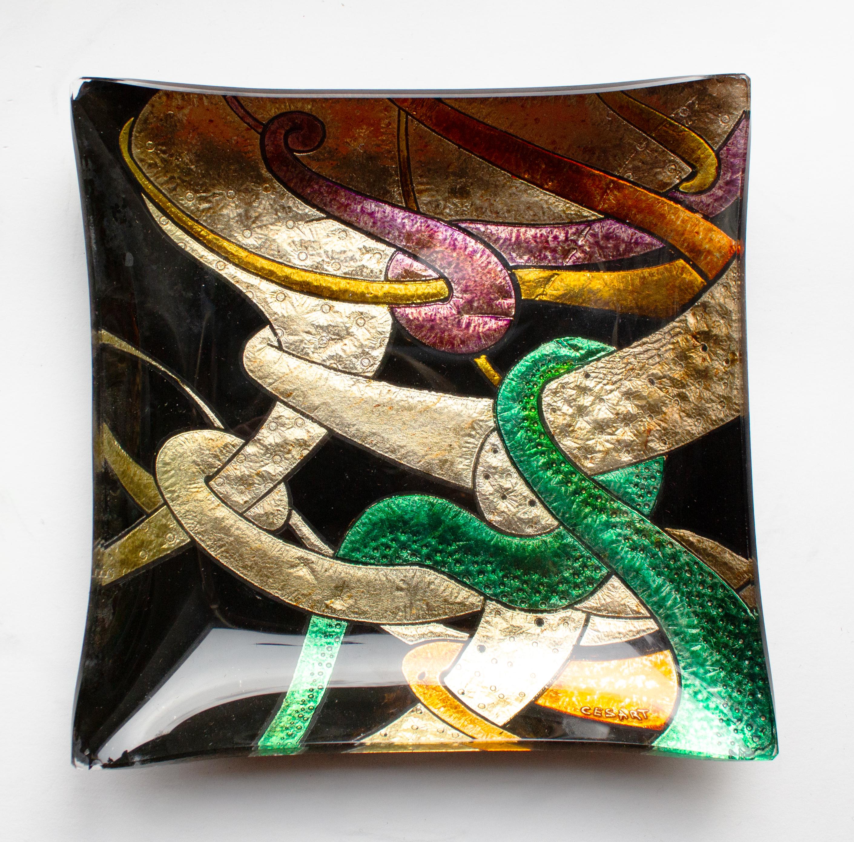 Eine auffällige dekorative italienische Glasschale mit der Signatur 