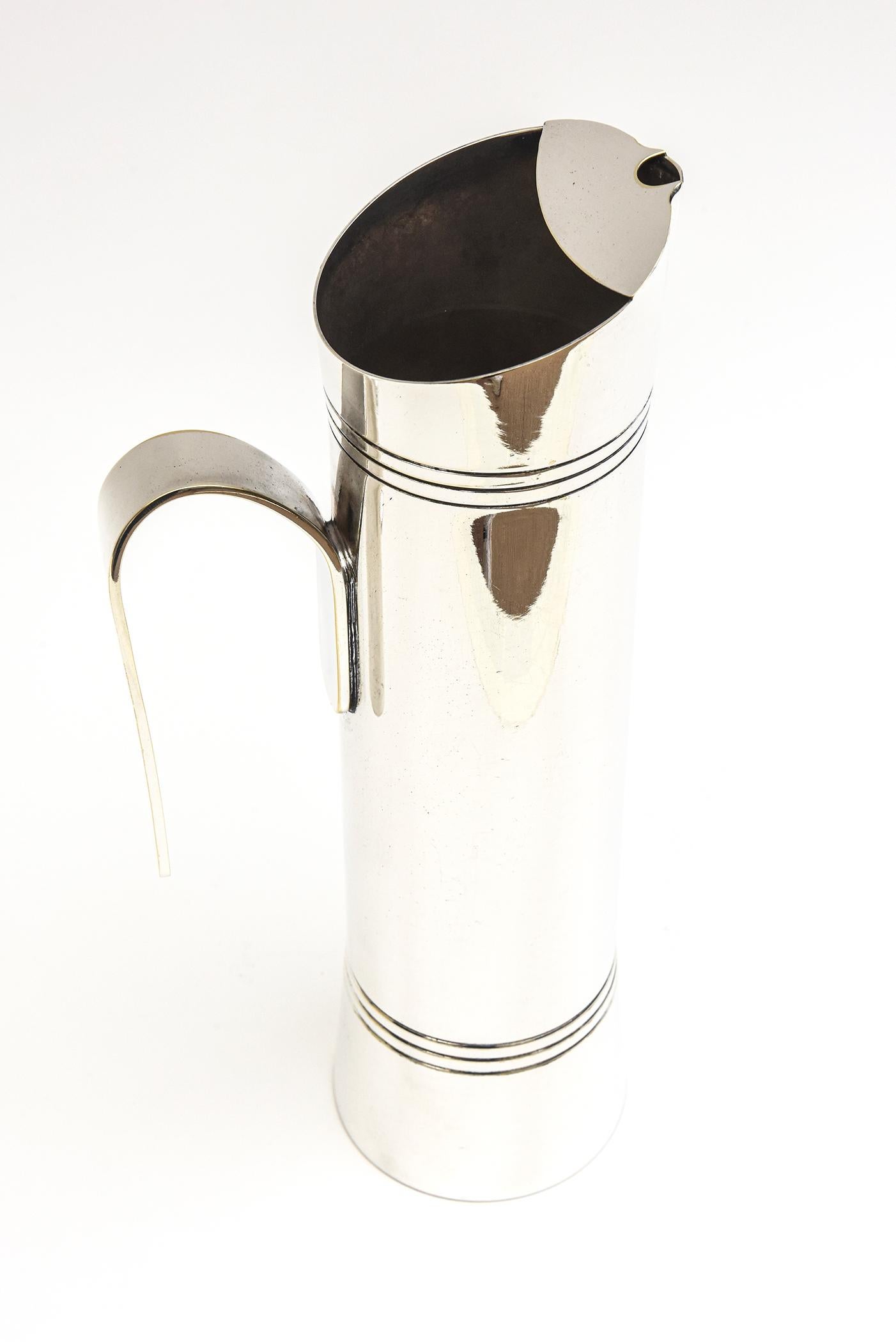 Modern Dewert Signed Vintage Silver-Plate Cocktail Mixer or Pitcher with Spoon Italian For Sale